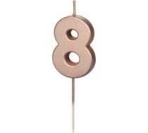 Svece Dzimšanas Dienas 8 Rozā Zelta 4.5cm