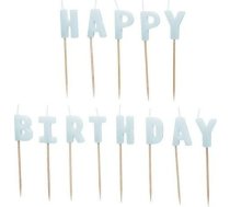 Sveces Happy Birthday 2,5cm Zils 13gab