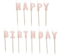 Sveces Happy Birthday Rozā 2,5cm 13gab