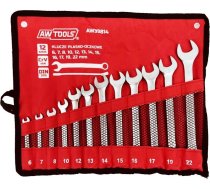 Awtools Atslēga Komplekts Plakans-gredzenveida 12 gab., 6mm-22mm, Matēts 6,7,8,10,12,13,14,15,16,17,19,22 (aw39814)