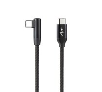 Kabelis Usb-c Do C M-m Leņķa 480mbps 60w 2m Art Melns, Oplot, Korpuss Alu