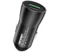 Lādētājs Automašīnas 18w 3a Melna Denmen 3100ma Dual Usb+pd Qc3.0 Dz10