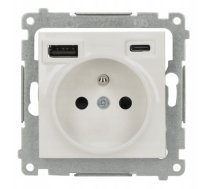 Simon 54 Ligzda Spraudnis Z Zintegrowaną ładowarką Usb C+a (Modulis), 2.1 A, 5 V Dc, 230 V Balts Dgz1zusb2ca.01/11