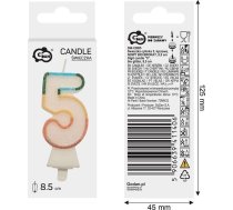 Svece Cipars 5 Varavīksnes 8,5cm