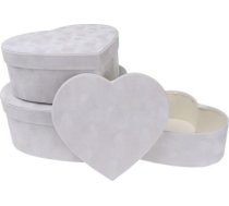 Kastīte Flower Box 3gab Vels Sirds Balts Rozette