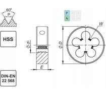 Fanar Vītņgrieža ripa M42 Din-22568 (6g) Hss 800