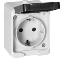 Orno Ligzda Pojedyńcze 2p+z Schuko Aquatic Mini Ip 54 Balts-melns