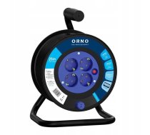 Orno Pagarinātājs Spoles, 4 Kontaktligzdas 2p+z, Schuko, Kabelis Pvc H05vv-f 3x1,5mm?, Garums 25m, Slēdzis Termiskā, Przesłony Sliežu Strāvas
