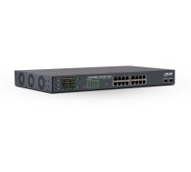 Switch Inline Inline® Poe++ Gigabit Network Switch 16 Port, 1gb/s, 2x Sfp, 48,26cm (19" 1u, Brackets Incl.), Metāls, Fan Control, W/display, Password Protection, 300