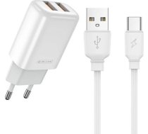 Lādētājs Nemo Lādētājs Tíkla 2.4a 2xusb + Kabelis Usb - Usb-c Jellico Eu02 Balta