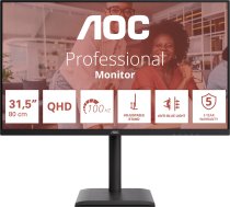 Monitors Aoc E4 Q32e4u Monitors Komputerowy 80 Cm (31.5") 2560 X 1440 Px Quad Hd Led Melns