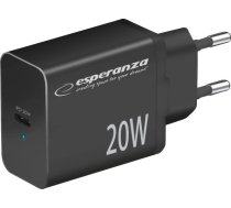 Lādētājs Esperanza Ezc104k Esperanza Lādētājs Tíkla 20w Usb-c Pd Melna