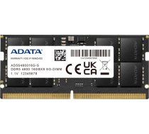 Atmiņa Portatīvajam Datoram Adata Sodimm, Ddr5, 16 Gb, 4800 Mhz, Cl40 (ad5s480016g-s)