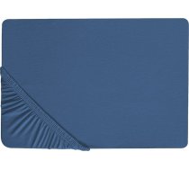 Beliani Kokvilnas Palags ar gumiju 140 X 200 Cm Tumši Zils Janbu