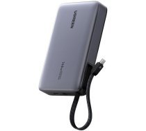 Powerbank 20000mah Ugreen Pb551 145w Usb-a, Usb-c + Iebūvēts Kabelis (pelēks)
