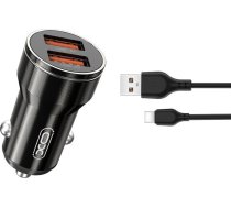 Lādētājs Xo Lādētājs Automašīnas Cc48 2x Usb 2,4a Melna + Kabelis Usb-c