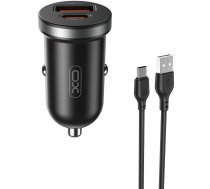 Xo Lādētājs Automašīnas Cc56 Pd 30w Qc+pd Melna + Kabelis Usb-c