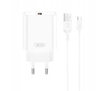 Xo Lādētājs Tíkla Ce33 Qc 18w 1x Usb Balta + Kabelis Usb-c