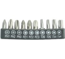 Dedra Komplekts Biti 10 Gab., 25mm: Sl5.5,6.5, Ph1/2-2 Gab, Pz1/2-2 Gab (18a07s11)