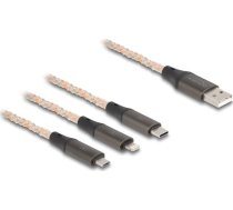 Kabelis Usb Delock Usb-a - Usb-c + Microusb + Lightning 1.2 M Caurspīdīgs (88158)