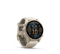 Viedpulksteni Garmin Fenix 8 – 43 mm, AMOLED Sapphire, Soft Gold with Fog grey/dark sandstone silicone band/ 010-02903-11