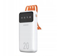 Dudao Pojemny Powerbank Z 3 Wbudowanymi Kablami 20000mah Usb Tips C + Micro Usb + Lightning Balts (dudao K6pro+)