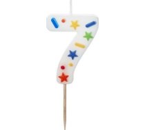 Svece Dzimšanas Dienas 7 Balta Konfetti 5.5cm