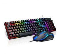 Datora tastatūra iLike PC Gaming Keyboard (EN) mechanical feel keys + Gaming Mouse set with LED Black