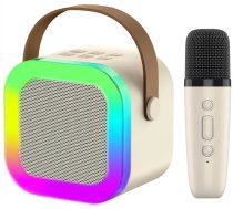 Extralink Kids Mini Karaoke Led Speaker 1x Mic Bēšs | Komplekts Do Karaoke | Skaļrunis, 1x Mikrofons, Bluetooth, Aux, Slot Na Kartes Atmiņas, Apgaismojums Rgb