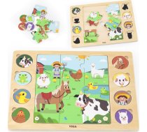 Viga Toys Viga Koka Puzzle Odgadnij Po Cieniu - Ferma Puzle 17 El.