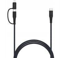 Fixed S Kabelis Ar Pinumu Uzlādes I Transmisji Danych Ar Savienotājiem Usb-c/usb-c I Adapterem Lightning, Pd, 1,2 M, Mfi, Pd 60 W, Pelēks