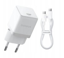 Lādētājs Baseus Sienas Atrais Ladetajs Palm 30w Usb-c Qc3.0 Pd3.0 Ar Usb-c Kabeli 1 M Balts P10111605213-01 (6932172677404)