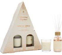 Difuzors Aromatizēts Hiskin Glowing Elegance Komplekts Kociņi Aromātiskās Jabłko I Kanēlis 95ml + Svece Aromātiskā Jabłko I Kanēlis 120g