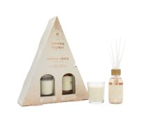 La Casa De Los Aromas_set Kociņi Aromātiskās Jabłko I Kanēlis 95ml + Svece Aromātiskā Jabłko I Kanēlis 120g