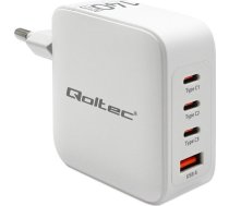 Lādētājs Qoltec Lādētājs Tíkla 140w Gan | 5-20v | 2.5-5a | 3 X Usb-c Pd | 1 X Usb Qc 3.0 | Balta