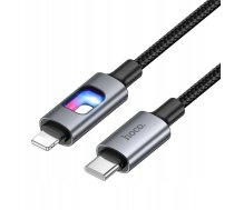 Hoco Kabelis Usb Ar diodu Led Usb C Do Lightning Hoco Pd 27w 1,2 M U144 Melns