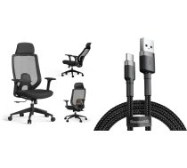Krēsls Biroja Sense7 Nakai Melns + Kabelis Usb