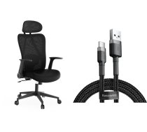 Krēsls Biroja Sense7 Noxo Melns + Kabelis Usb