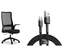 Krēsls Biroja Sense7 Juno Melns + Kabelis Usb