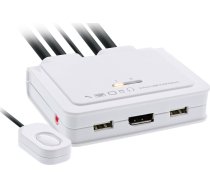 Slēdzis Inline Inline® Kvm Switch, 2-port, Usb-c To Displayport 1.2, 4k, With Audio, Integrated Cable