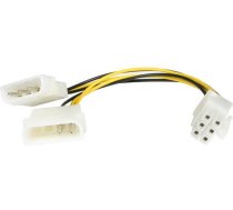 Startech Molex X2 - Pcie 6-pin, 0.15m, Dzeltens (lp4pciexadap)