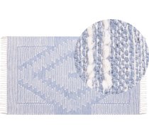 Beliani Paklājs Kokvilna 80 X 150 Cm Gaiši Zils-balts Ansar