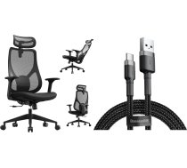 Krēsls Biroja Sense7 Moyo Melns + Kabelis Usb