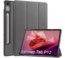 Futlāris Planšetdatora 4kom.pl Futlāris Smart Case Vāks Do Lenovo Tab P12 12.7" Tb370 Tb370fu 2023, Pelēks