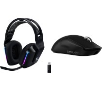 Austiņas Logitech G733 Lightspeed Melns (981-000864) + G Pro X Superlight 2 (910-006630)