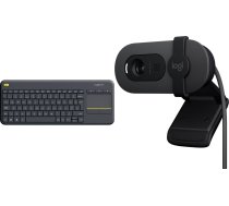 Tastatūra Logitech K400 Plus (920-007145) + Brio 100 (960-001585)