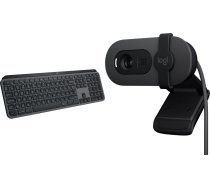 Tastatūra Logitech Mx Keys S Bezvadu Graphite Us (920-011587) + Brio 100 (960-001585)