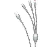 Kabelis Usb Dudao Usb-a - Usb-c + Microusb + Lightning 1.2 M Pelēks (6973687242220)