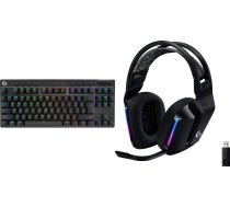 Tastatūra Logitech Pro X Tkl Lightspeed Gx Brown (920-012136) + G733 Lightspeed Melns (981-000864)