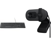 Tastatūra Logitech K120 (920-002509) + Brio 100 (960-001585)